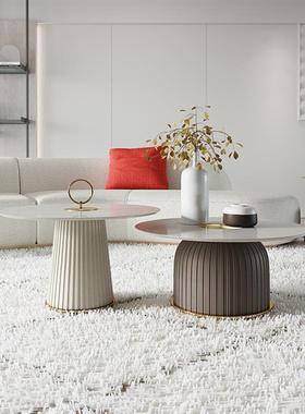 意型式轻奢岩板茶几设计师小户JEW客厅家用边几小桌约茶简桌圆茶