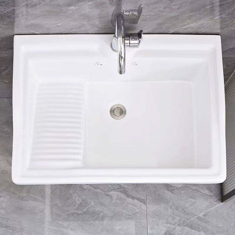 卫生间一体式洗脸盆带搓衣板小号陶瓷水槽洗立柱洗衣池单盆拖布池