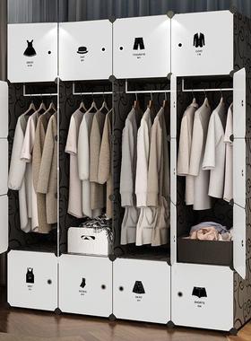 装简易衣柜家用实木纹收纳架GQY组约折叠塑料布衣橱简代现收纳柜