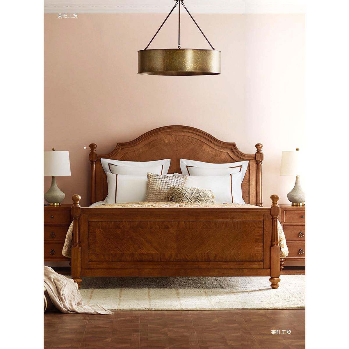 美式人实木床.18米乡村木广州床双床简约单柏人床1.5米法式ly2204