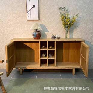 老榆木拼花斗式柜原生态化老门板餐57296格子柜风实木落地具门厅