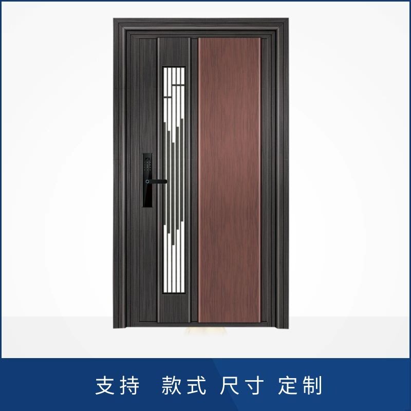 入户防盗门家用通风室外安全门指纹锁单门不锈钢子母双开大门中门