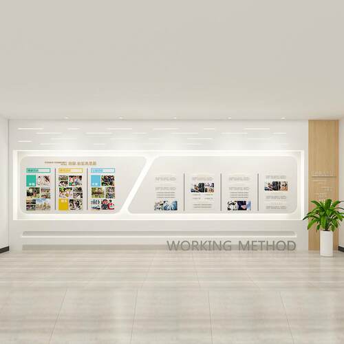 誉墙展示柜背景展示架公司发历程荣展厅白色647弧陈列形柜烤漆展