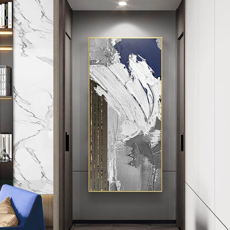 涂抹现代轻奢象门玄关画装饰738画简约抽挂极简艺进术走廊过道壁