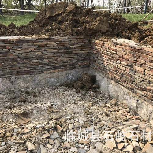 锈色文石化锈蘑菇石外墙色砖护983黄坡石砌墙用石材石料片石毛石X