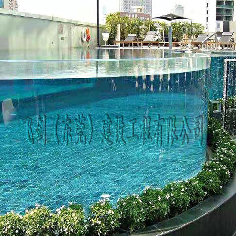 亚克力高透无边泳池护栏设计建造