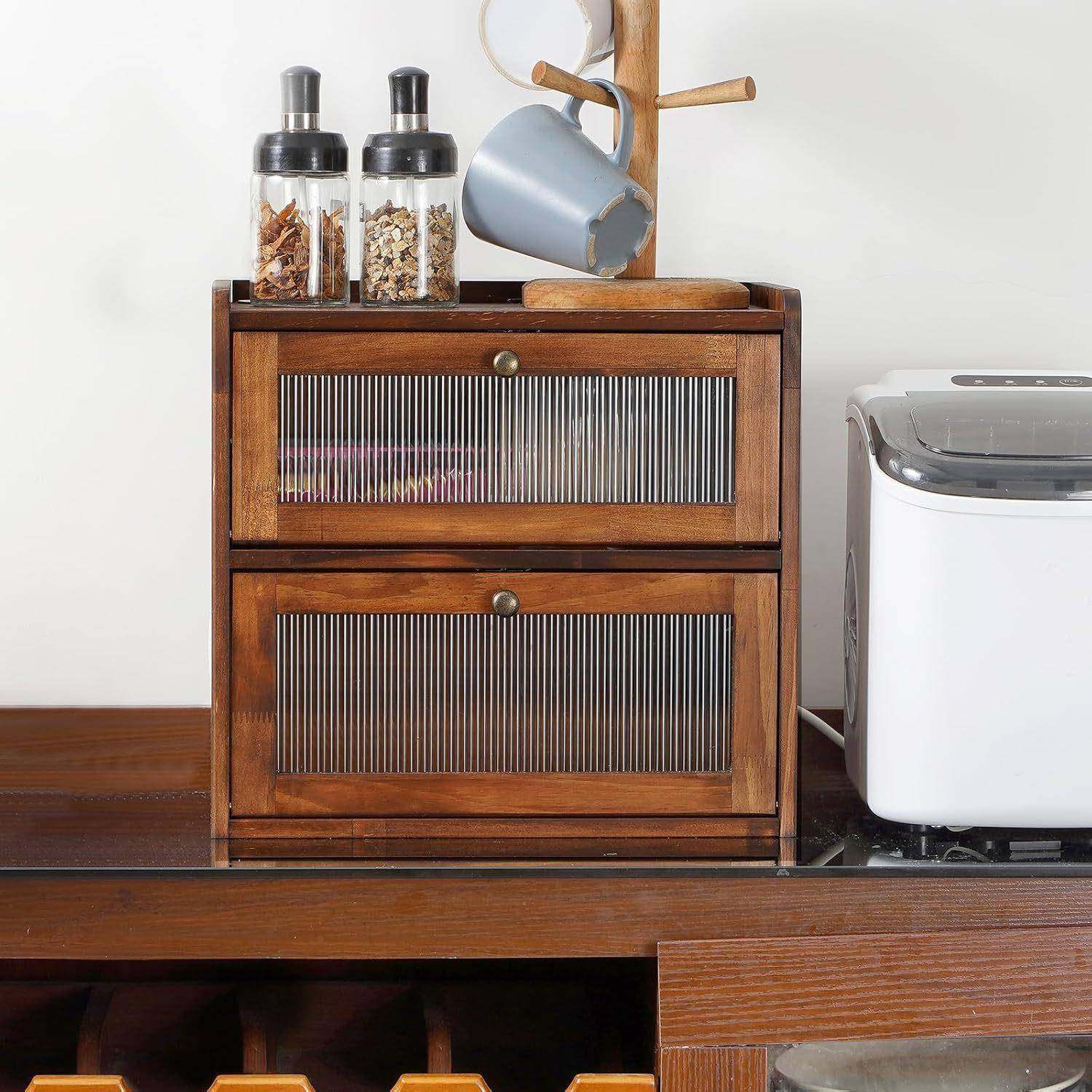 现货质面包箱物厨木房台面大置容量收纳架亚克力咨询客服窗翻架盖