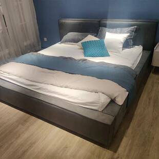 意式代网现磨红豆腐块坎式入主卧大床双人床1.8米UQX简约绒布砂布