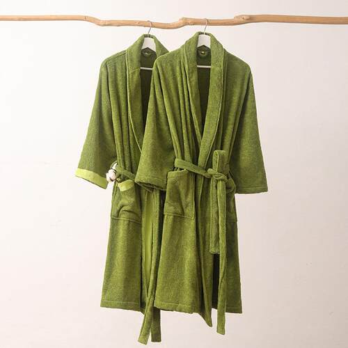 鲁素友品四季侣加大加长全棉浴254袍浴衣袍睡家居服女情家用吸男