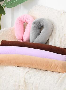 长型枕绒面布料抱收纳休闲盖毯折叠可型UJX脖子靠垫U多功能枕沙发