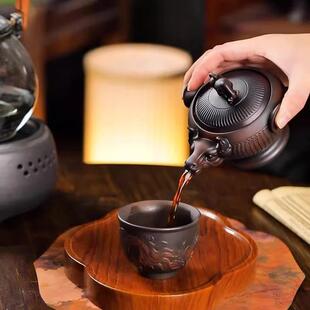 697牛转乾坤高壶档紫陶壶单个手茶抓壶单旋家用手工泡茶壶转壶盖