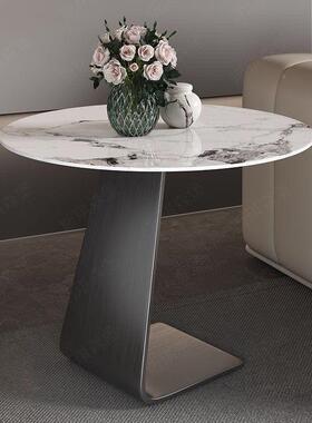 师意式极边几岩板轻奢圆形现代客OJW厅不锈钢几边简设计款茶几小