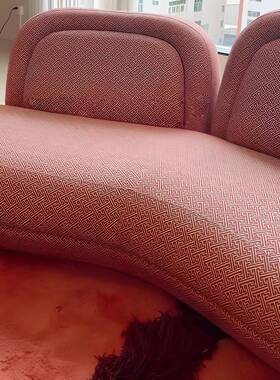 意式极简蔓高玥发粉色弧LEJ形直排款小户沙型端新布艺客厅
