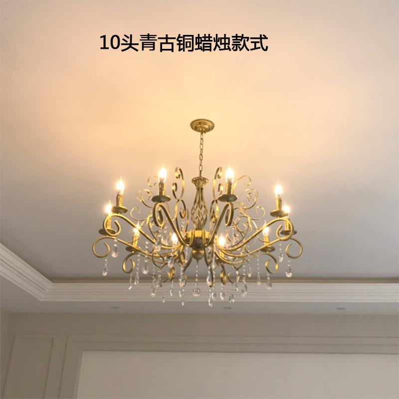 餐欧式装水晶吊铁艺卧室厅客厅灯复灯古铜色复式楼见描述婚庆装饰