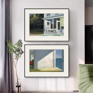 霍普靠海的房间室装饰画酒店民风景客宿卡户挂画卧纸TYH小众艺术