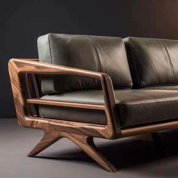 新中式黑胡桃木实木沙发新款现代简约轻奢大小户型客厅罗汉床贵妃