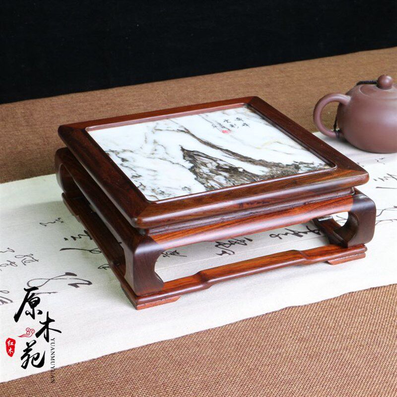红酸枝实木正方形盆景底座红木文玩摆件底座木托奇石印章花瓶底座