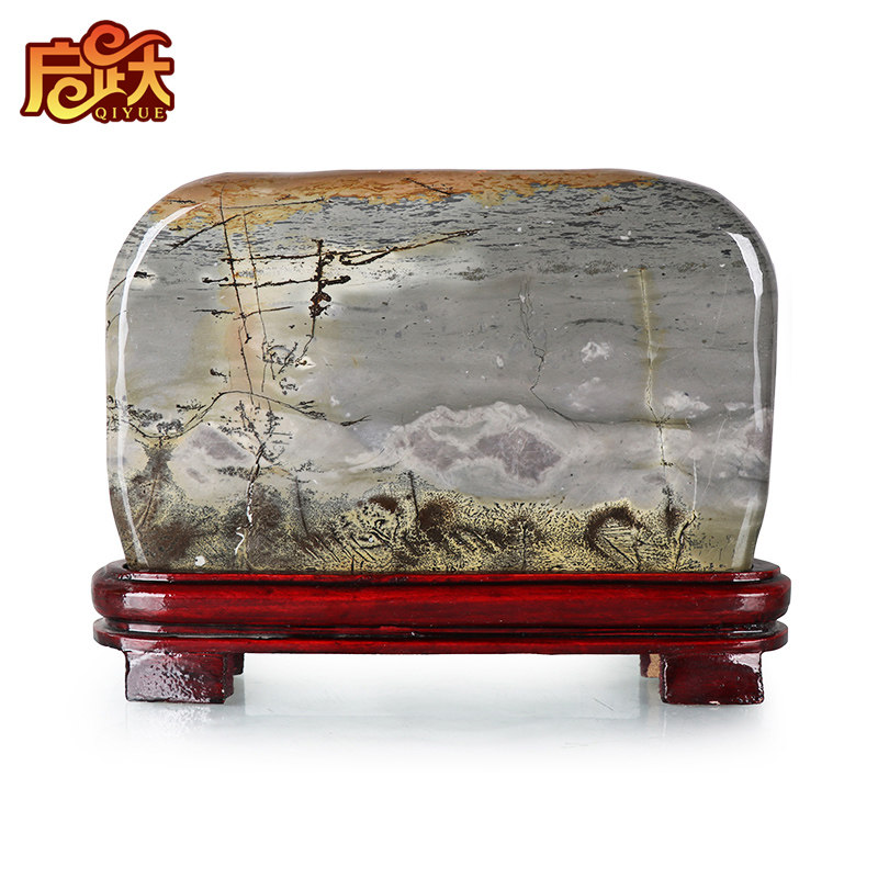 泰山原石摆件天然草花国画石奇石观赏石头工艺品客厅家居装饰礼品