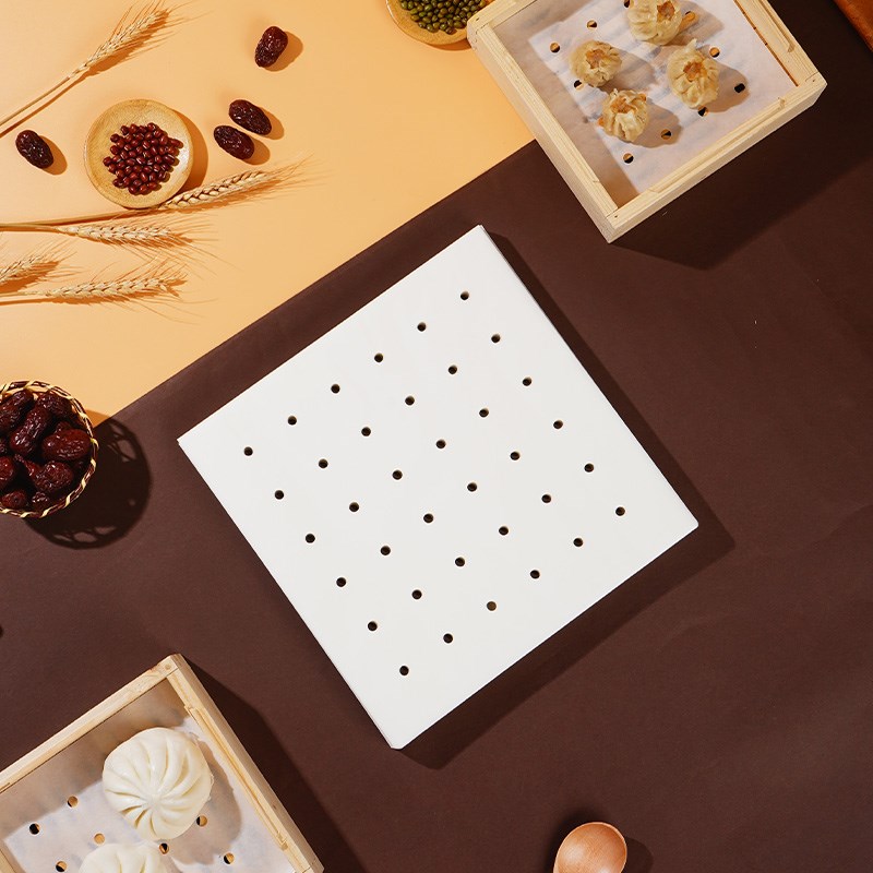 蒸包子的蒸笼纸垫蒸屉馒头方形带孔家用食品级垫布油纸烘焙一次性