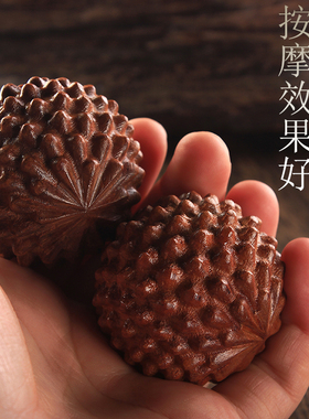 天然原木 黄花梨木雕手球木质按摩健身球沉水级保健球手把件手玩