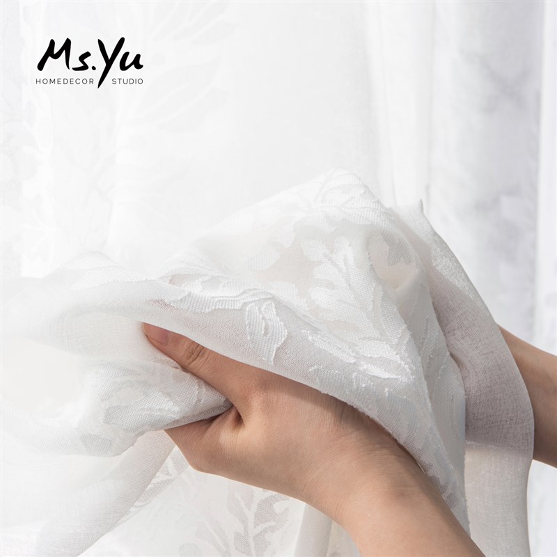 窗纱 栎叶珊瑚樱飘窗窗纱窗帘 客厅定做卧室绣花窗纱白纱 #喻小姐