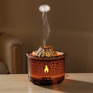 2025新款 空气加湿器裂纹熔岩香熏七彩火焰喷香薰灯 火山香薰机