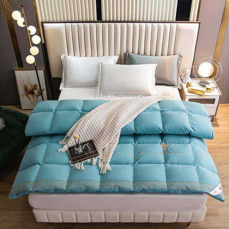 厂家纯棉刺绣双层立体羽绒被壳静音款自充绒家用被罩 扇形花