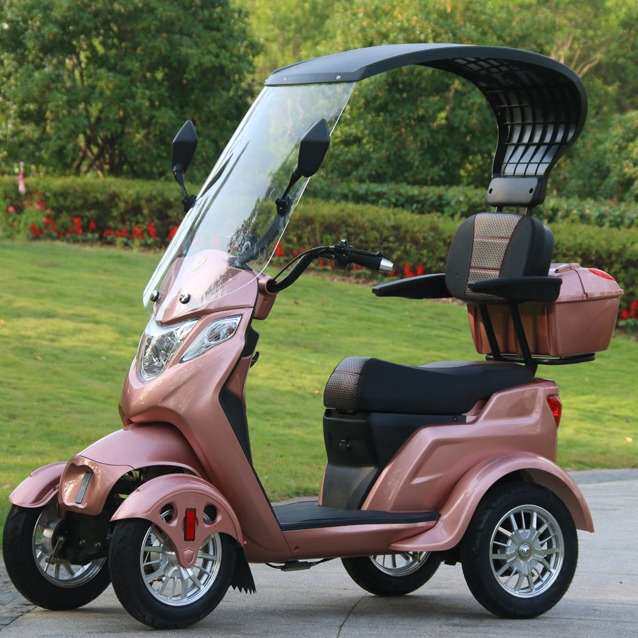 新款半封闭老年人电动三轮车顶棚代步车双人座四轮家用助力残疾车