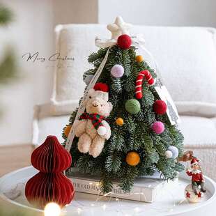 圣诞节装饰2025新款仿真诺贝松小圣诞树桌面氛围布置摆件