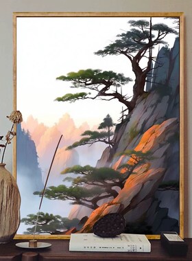 黄山迎客松数字油画diy手绘手工填色高级感油彩画装饰画