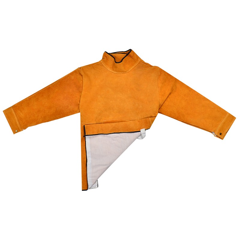 电焊工防护装备牛皮反穿衣围裙男女防烫隔热阻燃防电焊护服带内衬