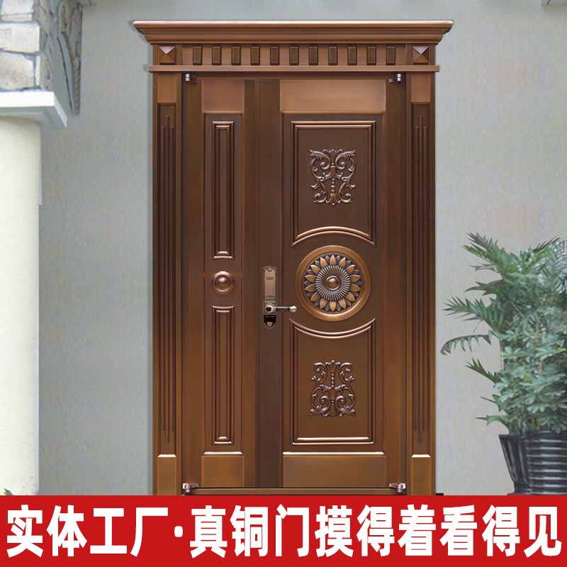 铜门防盗子母门甲级入户大门高端豪华别墅家用单开门定制深圳工厂