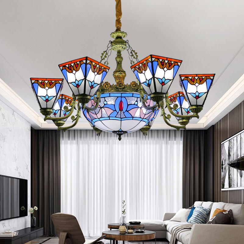 地中海吊灯客厅吊灯简欧餐厅吊灯卧室灯简约现代玻璃灯家用灯具