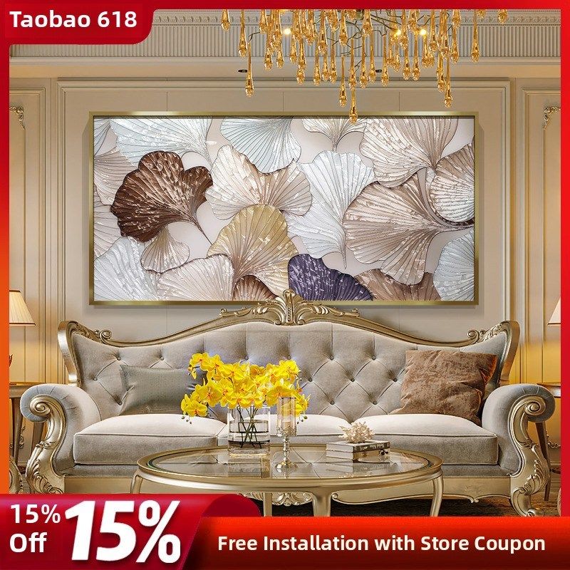 简欧沙发背景墙艺术画客厅挂画珐琅彩装饰画入户玄关抽象高端壁画