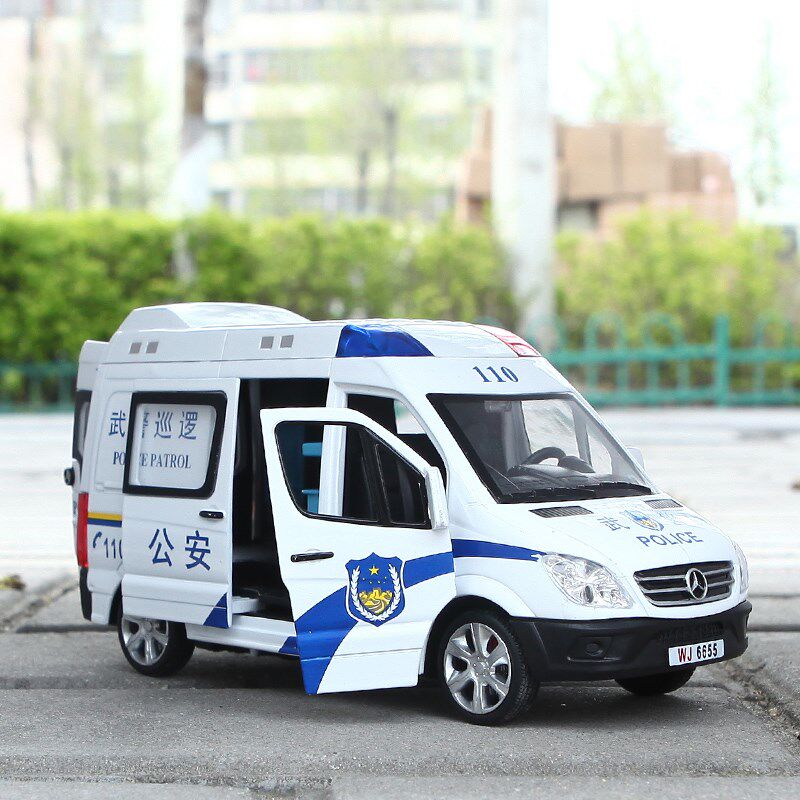 大奔合金大号警车救护车 邮政车 DHL物流运输车五开门面包车