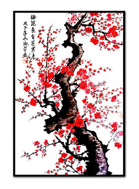 有寓意 梅花寒梅榆叶梅 diy数字油画手绘填色 手工减压涂色油彩画