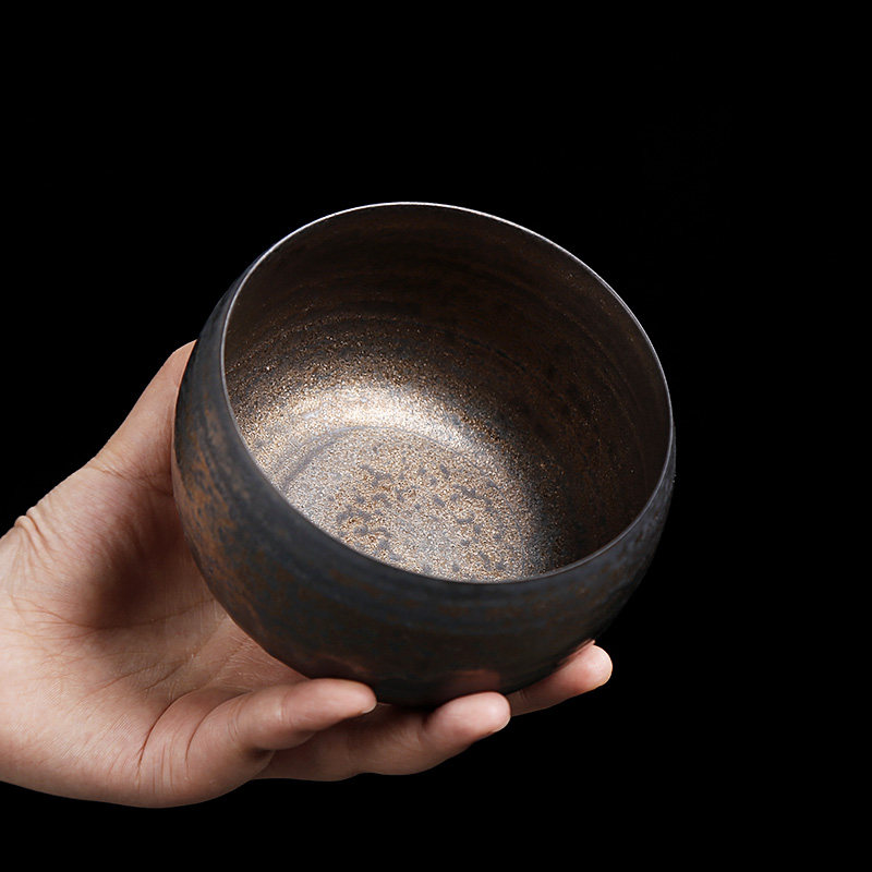 梅兰竹菊粗陶古铜鎏金杯洗小号茶洗陶瓷家用笔洗仿古洗茶杯的器皿