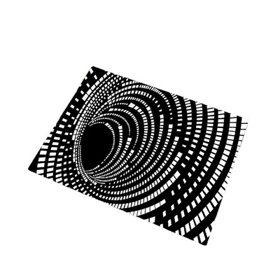 视觉3D眩晕地毯黑色格子幻觉陷阱地垫3D错觉旋涡螺旋玄关门厅地垫