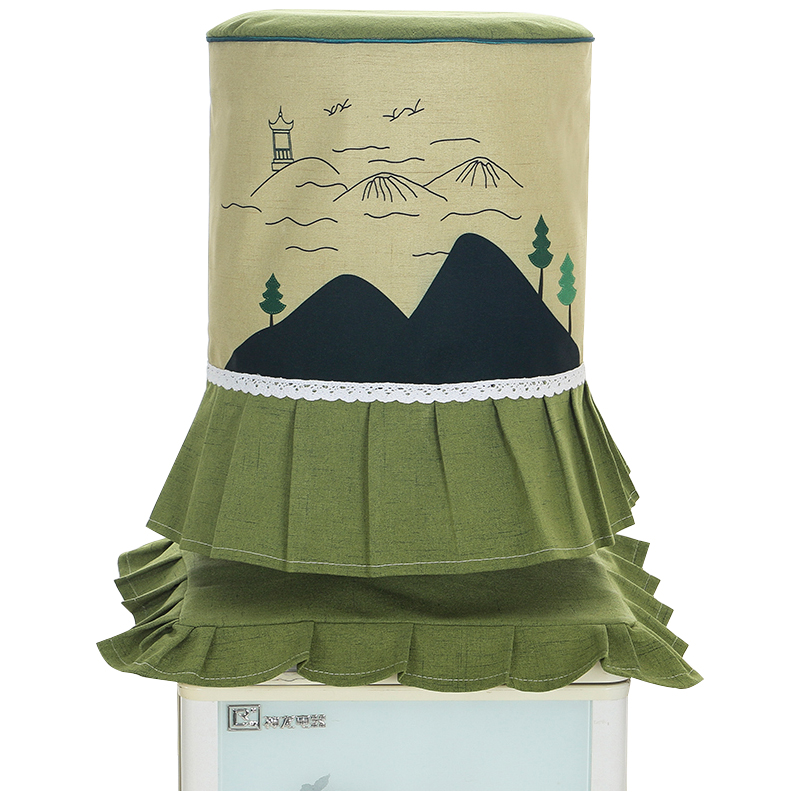 卡通饮水机2件韩式时尚清新布艺饮水桶防尘罩田园饮水机罩