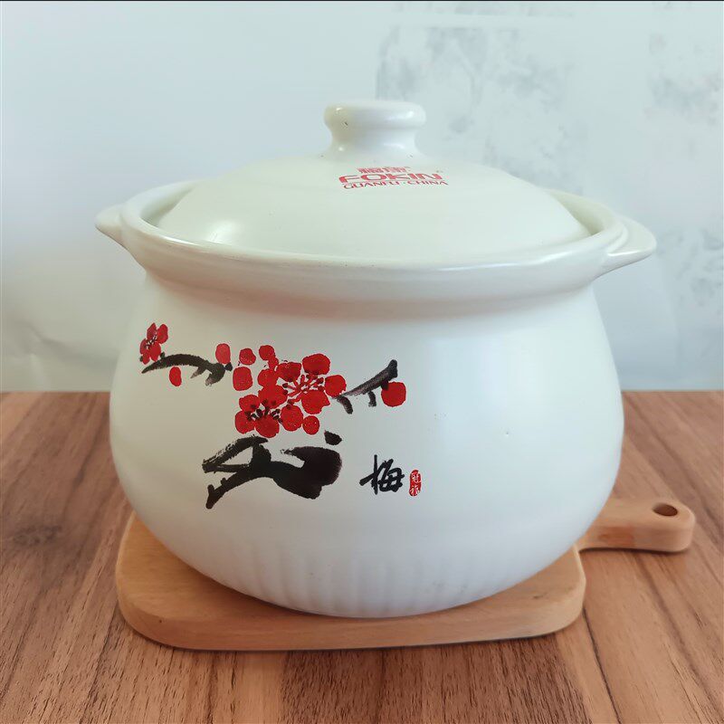 福康砂锅陶瓷煲 二号平耳烫煲3000ML 陶瓷炖锅煲烫粥沙锅