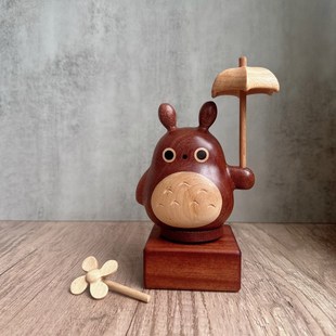 乌檀木底座摆件底座送礼小音乐盒实木猫雨伞大龙猫八音盒桌面