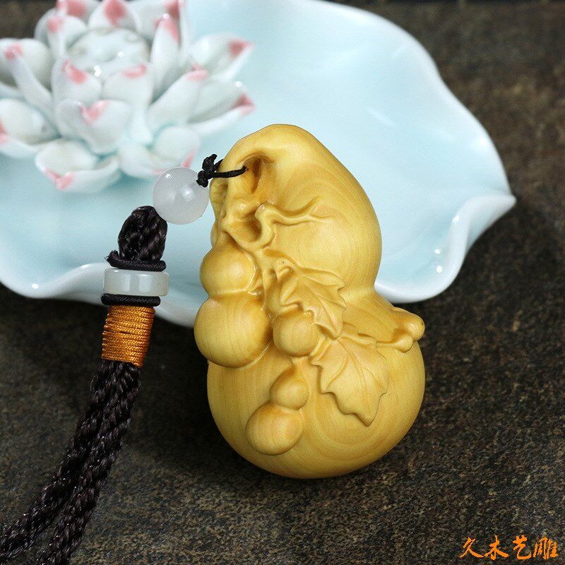 金匠大作黄杨木雕文玩木质吉祥小葫芦手把件把玩件福禄汽车挂件福
