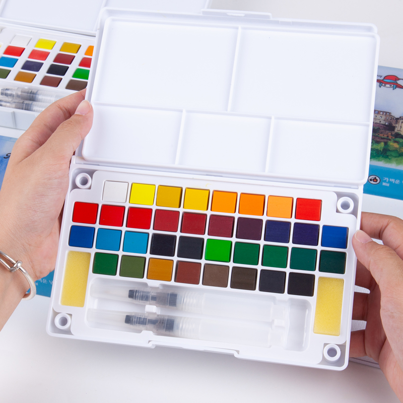 固体水彩颜料装3色2色入门初学者绘画工具分装便携式儿童