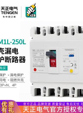 天正 TGM1L-250L/4300B 250A漏电保护空气开关塑壳断路器200A160A