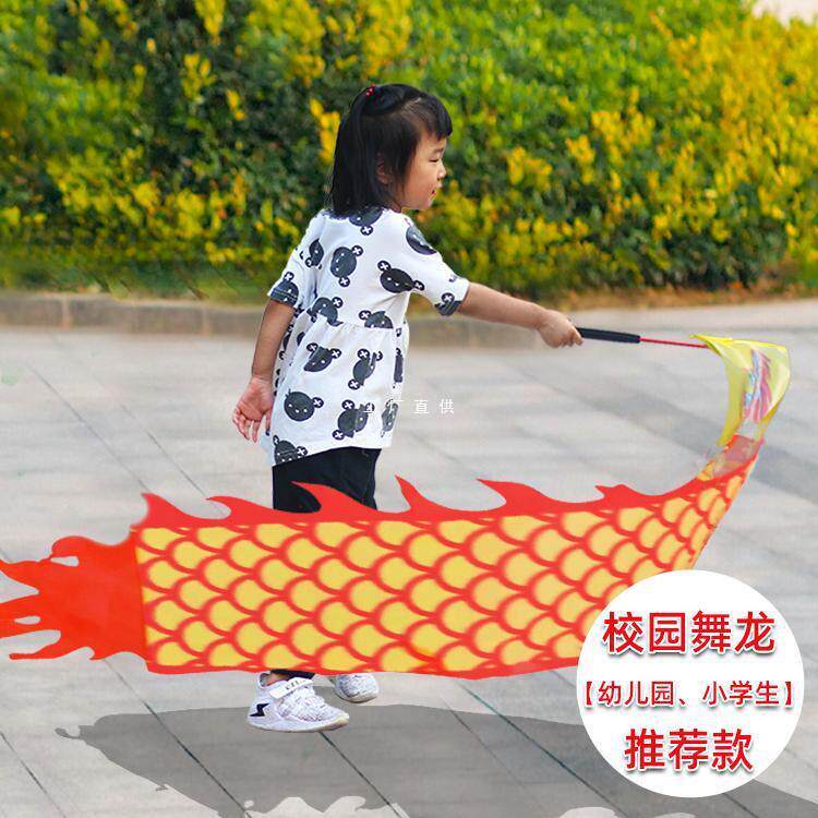 舞龙彩带健身新款儿童彩带龙手甩甩空竹龙幼儿园广场舞龙表演道具