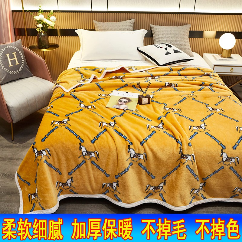 秋冬毛毯加厚保暖法莱兰绒盖毯珊瑚云貂绒床单单人双人超柔盖毯子