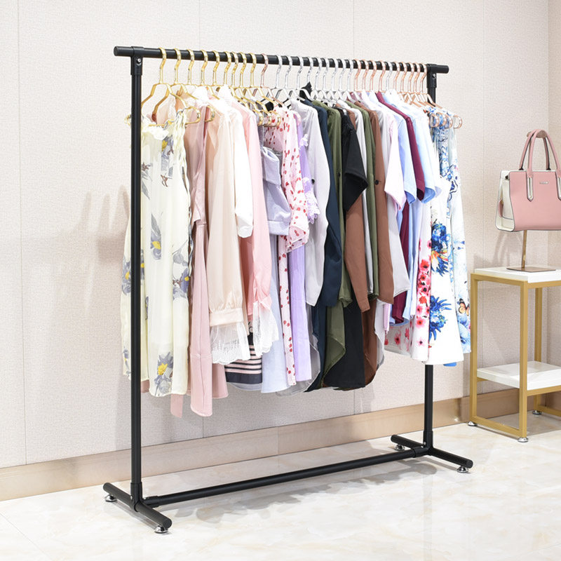 落地式晾衣架不锈钢室内挂衣架单杆晒衣架阳台晾晒架移动衣架带轮