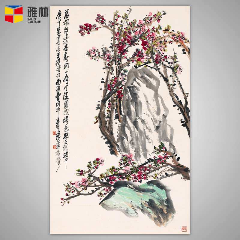 【质享家】家纺家饰-新中式_国画名家仿古字画竖款花鸟玄关挂画