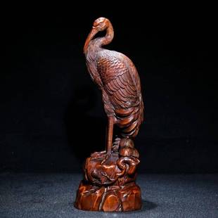 老黄杨木雕仙鹤摆件实木雕刻松鹤延年家居装饰工艺品摆件松鹤装饰