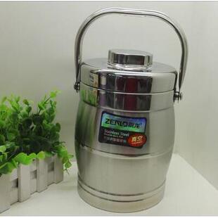 震龙传祺不锈钢双层真空保温提锅保温桶饭盒便当盒鼓形1.6L 2.2L